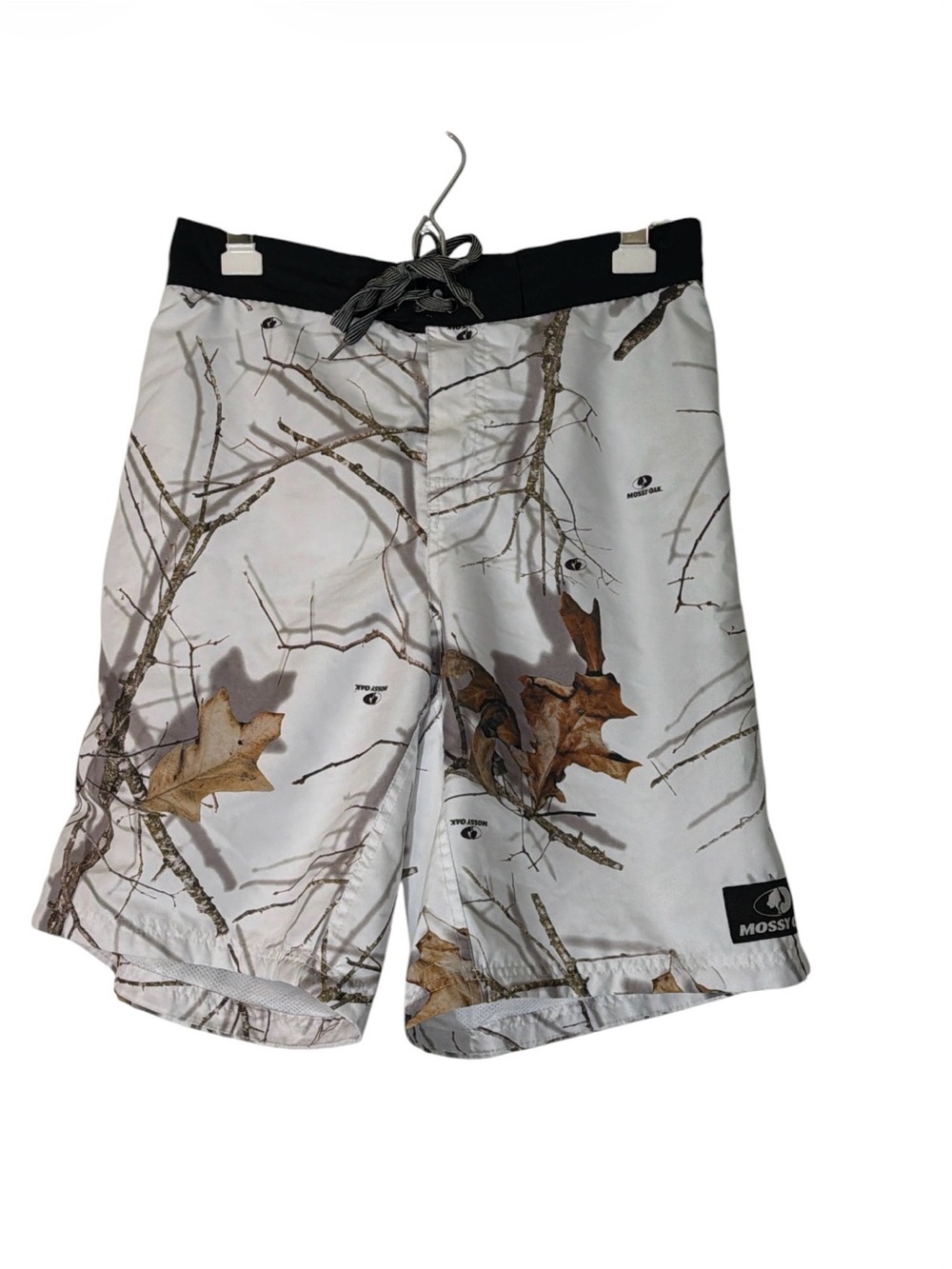 Mossy Oak White & Brown Camo Men's Swim Board Shorts Size Large